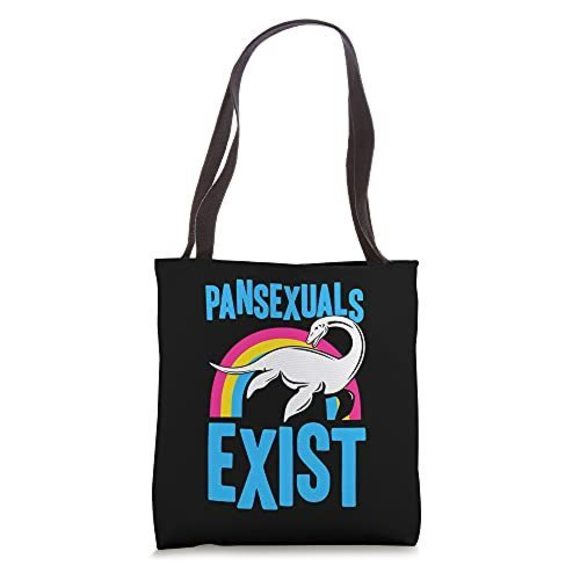 Pansexuals Exist Loch Ness Monster Nessie Pan Pride Rainbow Tote Bag :) - Picture 1 of 4